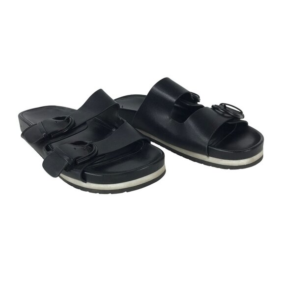 MARC FISHER ~ WOMENS 9M ~ BLACK KRISTINE SLIDE SANDAL WITH BUCKLE - Picture 1 of 8